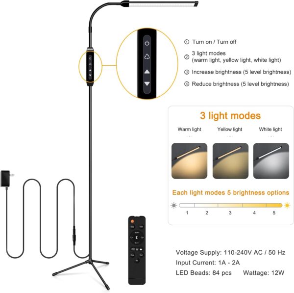 EBEST Floor Lamp with Remote for Eyelash Extensions Craft Task Lamps Floor Standing Reading lamp Floor lamp for livingroom - Image 6