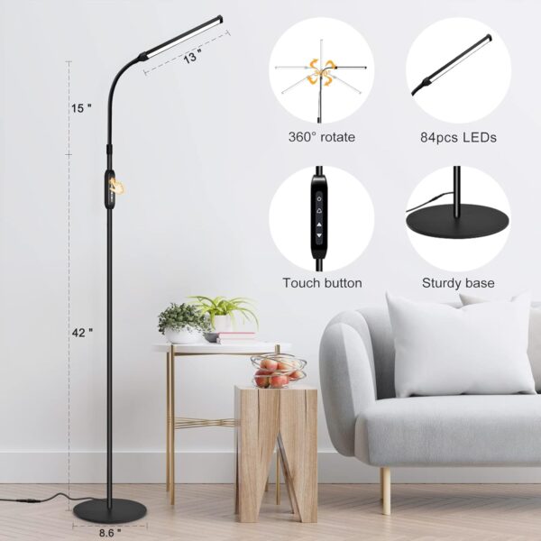 Led Floor Lamp with Remote for Eyelash Extensions Craft Task Lamps Floor Standing Adjustable Gooseneck Dimmer Beauty Lamp Floor for Lashes Facial Spa Salon Makeup - Image 5