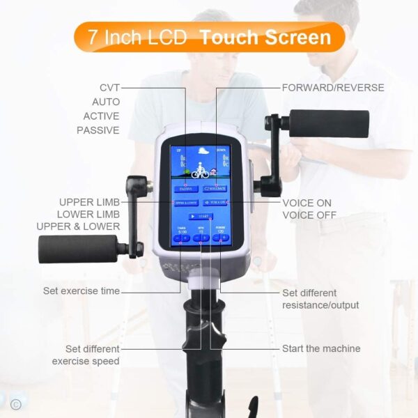 Electronic Physical Therapy Rehab bike Trainer exerciser Cycle Arm Leg Pedal Exerciser Bike Health Recovery Pedal exerciser With 7 inch Display Touchscreen for Handicap, Disabled and Stroke Survivor - Image 3
