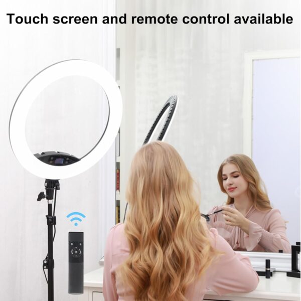Stepless-Adjusted Brightness 19 inches Ring Light LCD Display Touch Screen Make up Selfie Light with Tripod Stand for TIKTOK Video YouTube VLOG Shooting Carry Bag Included. - Image 3