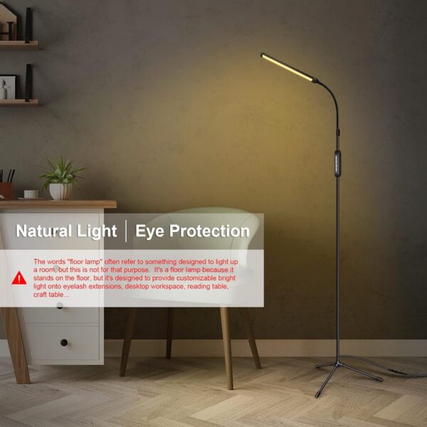 EBEST Led Floor Lamp with Remote LED lamp lash Light for Eyelash Extensions Craft Task Lamps Floor Standing Light Gooseneck Dimmable Reading lamp Eyelash Lamp for Lashes Makeup - Image 4