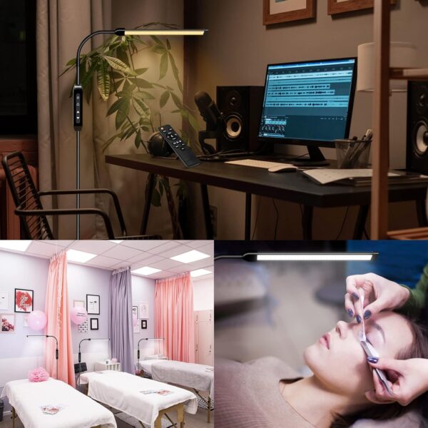 EBEST Led Floor Lamp with Remote LED lamp lash Light for Eyelash Extensions Craft Task Lamps Floor Standing Light Gooseneck Dimmable Reading lamp Eyelash Lamp for Lashes Makeup - Image 2