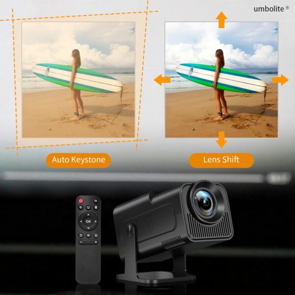 Mini Projector with WiFi and Bluetooth 150-Inch Portable Outdoor Projector 1080P 4K Support WiFi 6 Auto Keystone Smart Movie TV Projector for Bedroom - Image 4