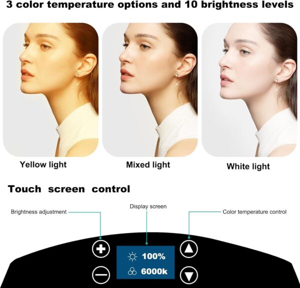 Stepless-Adjusted Brightness 19 inches Ring Light LCD Display Touch Screen Make up Selfie Light with Tripod Stand for TIKTOK Video YouTube VLOG Shooting Carry Bag Included. - Image 2