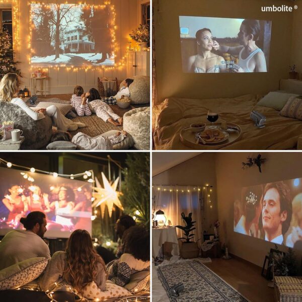 Mini Projector with WiFi and Bluetooth 150-Inch Portable Outdoor Projector 1080P 4K Support WiFi 6 Auto Keystone Smart Movie TV Projector for Bedroom - Image 2