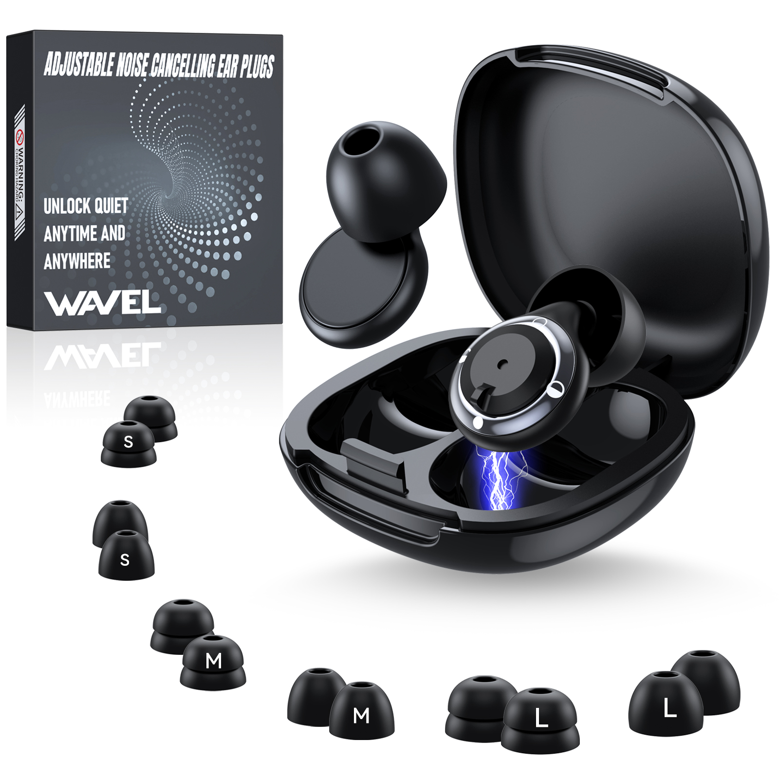 Noise Cancelling Ear Plug, Noise-Reducing Earplugs with 7 Pairs of Tips-(The actual product is black earplugs--Pure text review)
