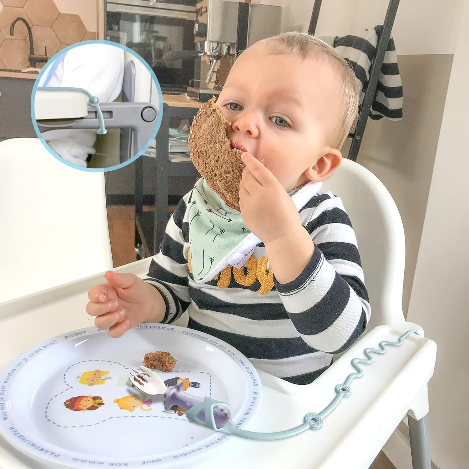 Pacifier Clip Toddler Utensils Holder Straps 2PK Self Feeding Baby Utensils Highchair Accessories-Gelinor Feeding Aid-(Optional variants )