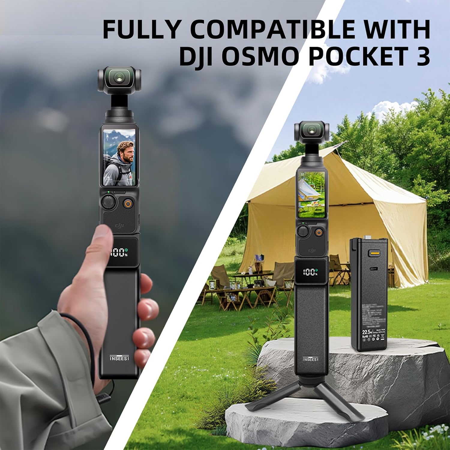 Battery Handle Compatible with DJI Osmo Pocket 3 Creator Combo
