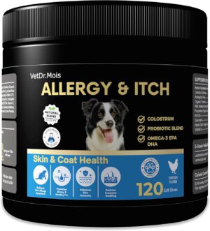 Dog Itch Relief Chews Supplement – Itchy Skin, Hot Spot & Dry Skin Support for Paw Licking