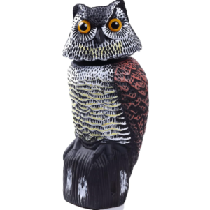 Hedoc Fake Owl Decoys to Scare Birds Away, Rotating Head Sculptures, Nature Enemy Scarecrow Plastic Statues, Pest Repellen