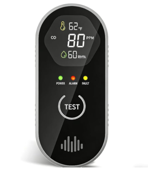 3-in-1 Carbon Monoxide Detector Plug-in with Temp & Humidity Monitor, 85dB Loud Alarm, LCD Display, Portable for Home, Bedroom, Office, RV, Camper